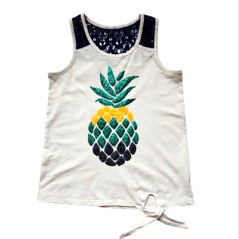 Justice Sequin Pineapple Tank Top